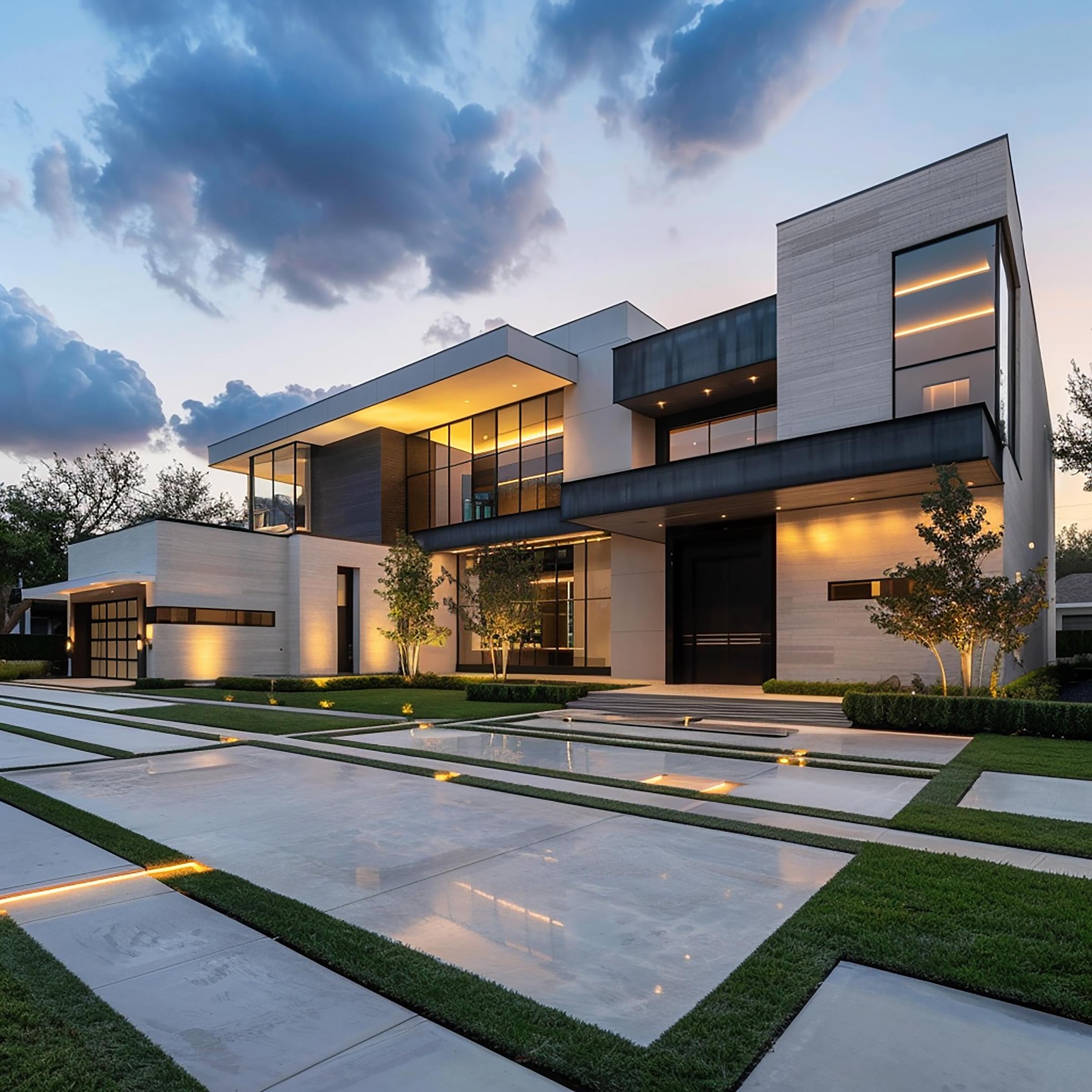 Coastal courtyard estate exterior
